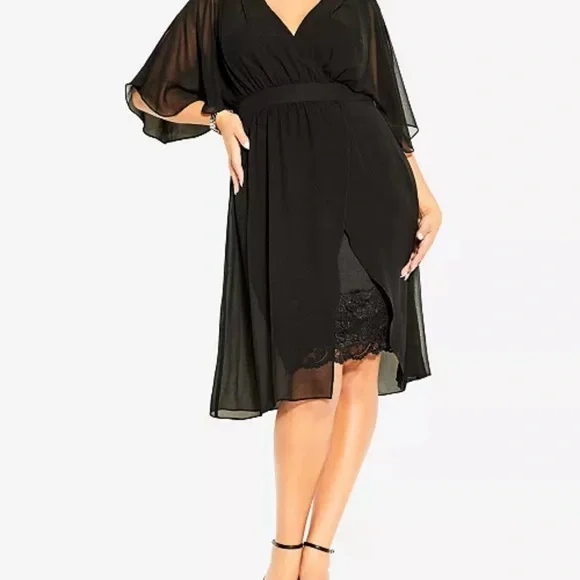 sachin and babi light blue dress 1930s Silk Chiffon Flutter Sleeve Dress - M